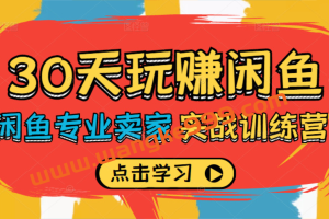 《30天玩赚闲鱼实战训练营》闲鱼专业卖家教你如何打造自己店铺