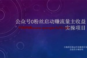 小淘《公众号赚流量主收益实操项目》：公众号0粉丝启动赚流量主收益