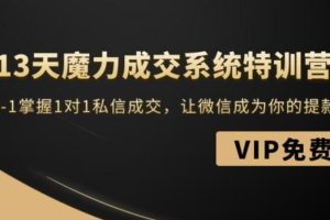 13天魔力成交系统特训营：从0-1掌握1对1私信成交，让微信成为你的提款机