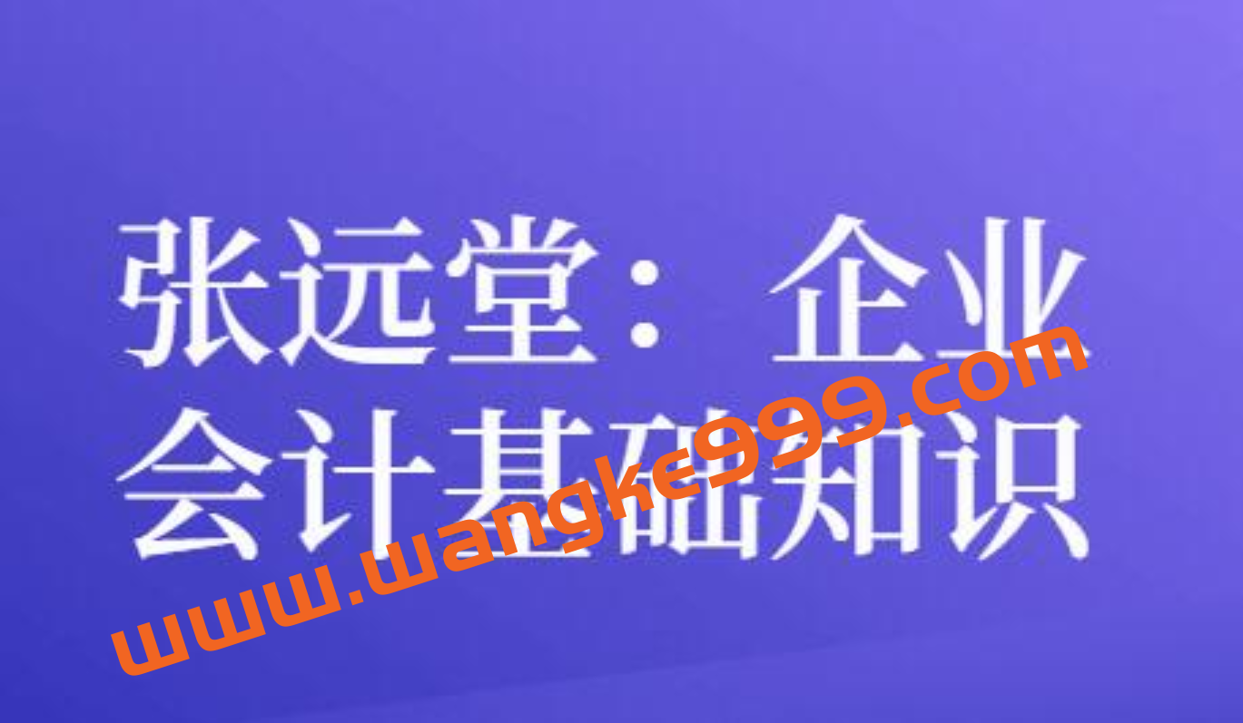 张远堂《企业会计基础知识》培训讲座视频插图