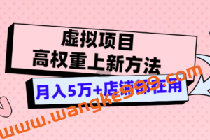 虚拟项目高权重上新方法，月入5万+店铺都在用（实战）