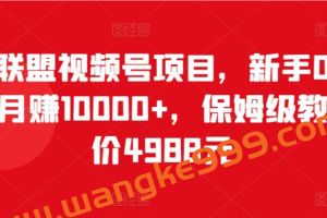 猎人联盟视频号项目，新手0基础轻松月赚10000+，保姆级教程原价4988元