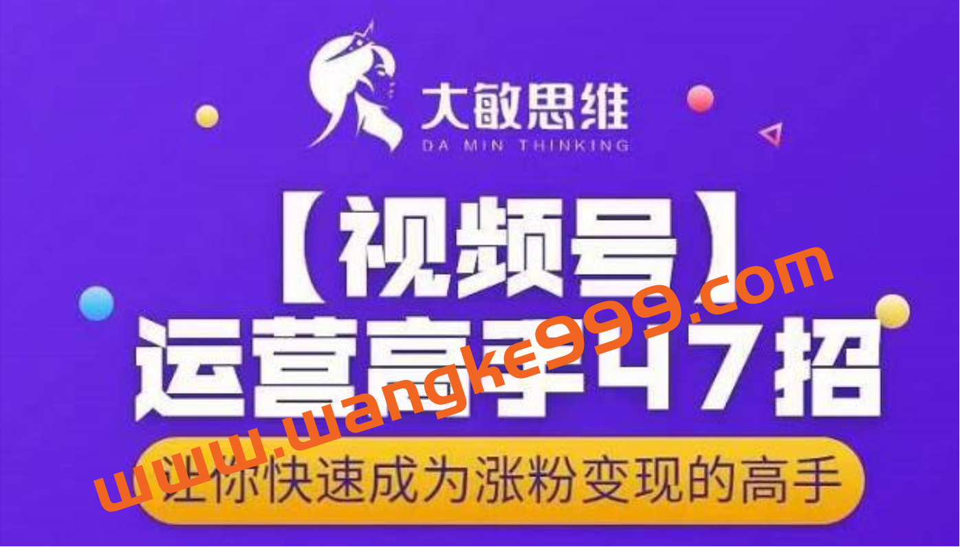 大敏思维-视频号运营高手47招，让你快速成为涨粉变现高手插图