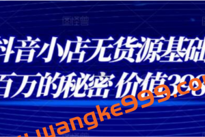 小梨《抖音小店无货源基础课程》年入百万的秘密价值3980元