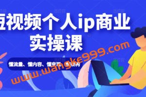 短视频个人ip商业实操课： 懂流量、懂内容、懂变现、懂架构（价值999元）