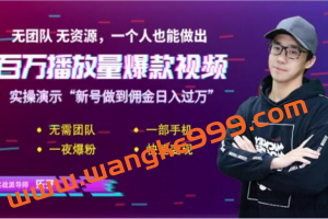 乐子·短视频赚钱实操课：给你6把通关钥匙，一个人0基础也能做出百万播放量