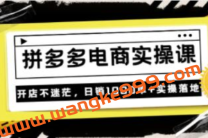 《拼多多电商实操课》开店不迷茫，日销1000单+实操落地