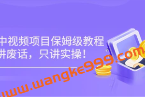 小淘7月收费项目《2022玩赚中视频保姆级教程》不讲废话，只讲实操（10节课)