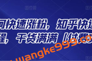 知乎如何快速涨粉，知乎快速涨粉绝密教程，干货满满【付费文章】