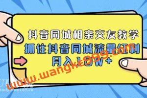 2021大头老哈实战抖音同城相亲交友教学，抓住抖音同城流量红利，月入10W+