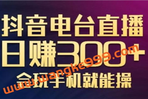 抖音电台直播日赚300+，玩法新颖变现效果好，会玩手机就能操作【视频教学课程】