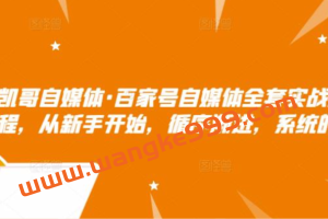 凯哥自媒体·百家号自媒体全套实战赚钱教程，从新手开始，循序渐进，系统的讲解