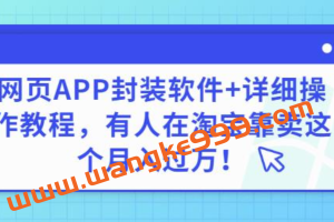 网页APP封装软件【安卓版】+详细操作教程，有人在淘宝靠卖这个月入过万