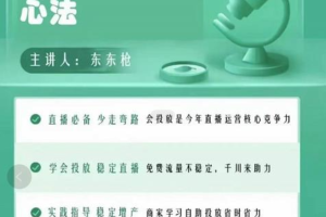 东仔千川优化师，巨量千川投放实操课，学会投放，稳定直播，稳定增产