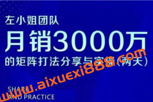 左小姐《月销3000万的矩阵打法分享与实操》