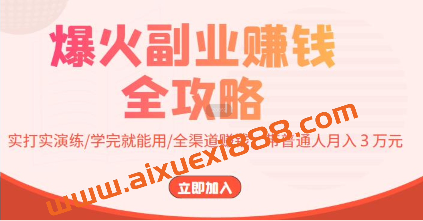 爆火副业赚钱全攻略：实打实演练/学完就能用/全渠道赚钱，带普通人月入３万元！插图