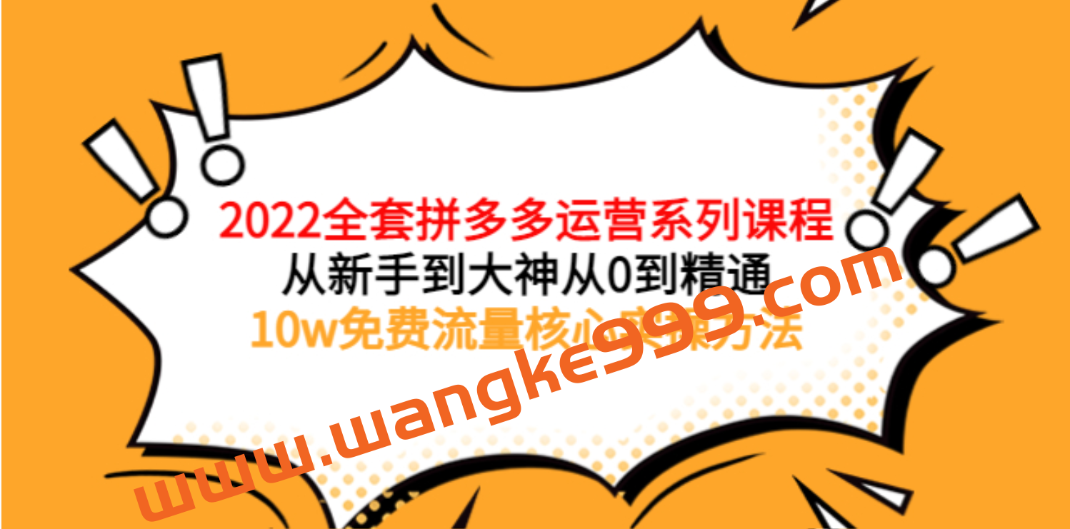 2022拼多多全套核心实操课程，从新手到到大神，从0到精通，10W免费流量核心实操方法插图