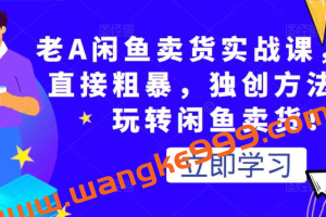 老A闲鱼卖货实战课，简单直接粗暴，独创方法带你玩转闲鱼卖货！