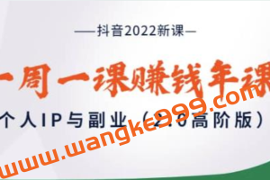 抖音2022新课：一周一课赚钱年课：个人IP与副业（2.0高阶版）