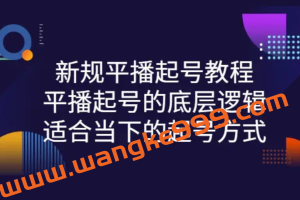 新规平播起号教程：平播起号的底层逻辑，适合当下的起号方式