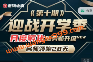 老陶电商《拼多多名师线上领跑28天-第10期》迎战开学季月度孵化实操复盘！