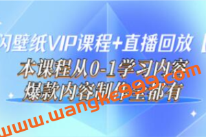 闪闪《壁纸号运营教程》直播回放【新】从0-1学习，爆款内容制作