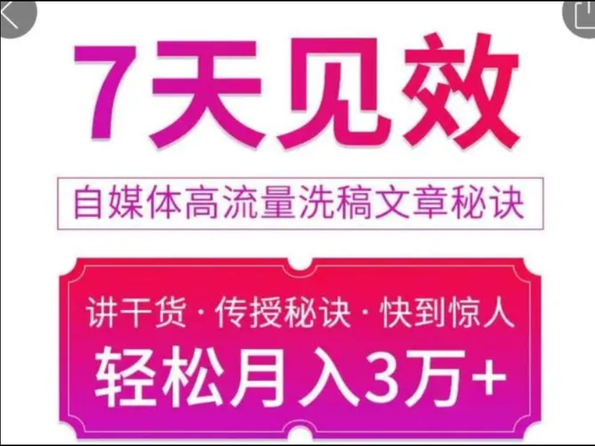 7天见效自媒体高流量洗稿文章秘诀 轻松月入3万插图