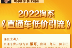 电商掌柜茂隆滔哥主讲：2022淘系直通车低价引流