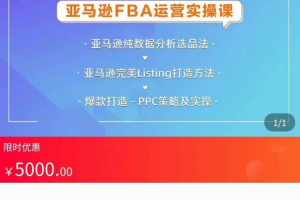 亚马逊FBA运营实操课，纯数据分析选品法，完美Listing打造方法，爆款打造PPC策略及实操