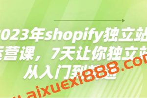 2023年shopify独立站运营课,7天让你独立站从入门到精通