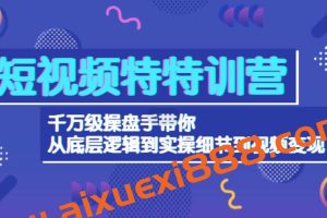 短视频特训营：千万级操盘手带你从底层逻辑到实操细节到视频变现-价值2500