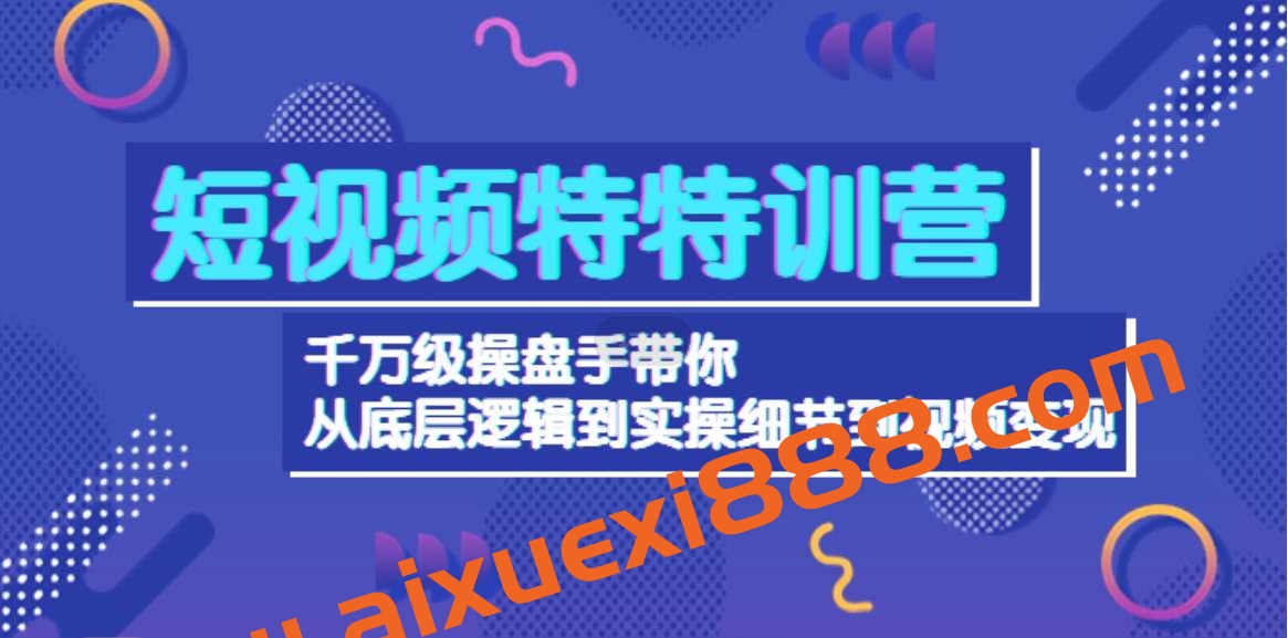 短视频特训营：千万级操盘手带你从底层逻辑到实操细节到视频变现-价值2500插图