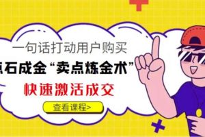 点石成金“卖点炼金术”一句话打动用户购买，快速激活成交