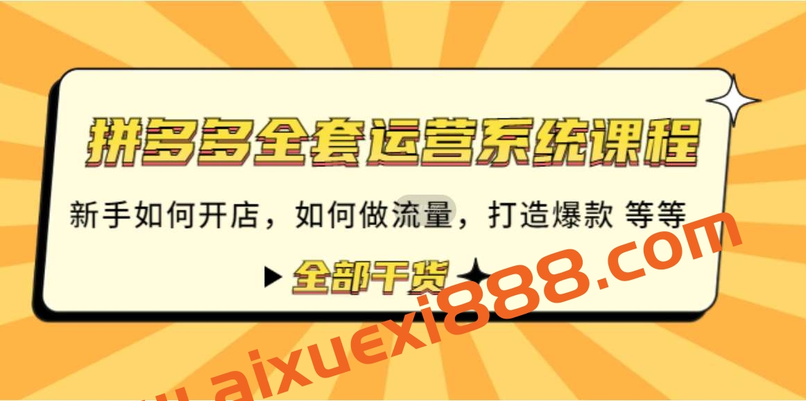 拼多多全套运营系统课程：新手如何开店如何做流量打造爆款插图