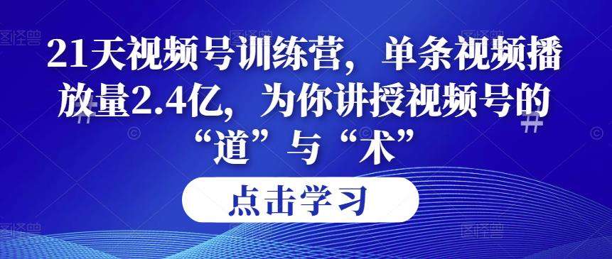 21天视频号训练营，单条视频播放量2.4亿插图