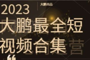 2023大鹏短视频运营最全合集适合0基础小白，短视频潮流热浪等你加入