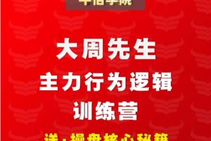 大周先生：主力行为逻辑训练营半年期（第五期）