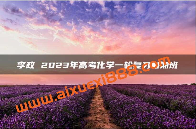 李政 2023届高考化学2022年暑假班插图