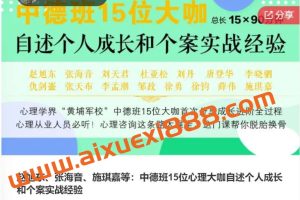 赵旭东、张海音、施琪嘉等：中德班15位心理大咖自述个人成长和个案实战经验