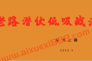 【老路】潜伏之路《老路潜伏低吸战法》