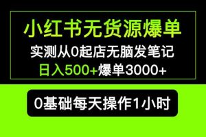 小红书无货源爆单实测从0起店无脑发笔记爆单3000+长期项目可多店