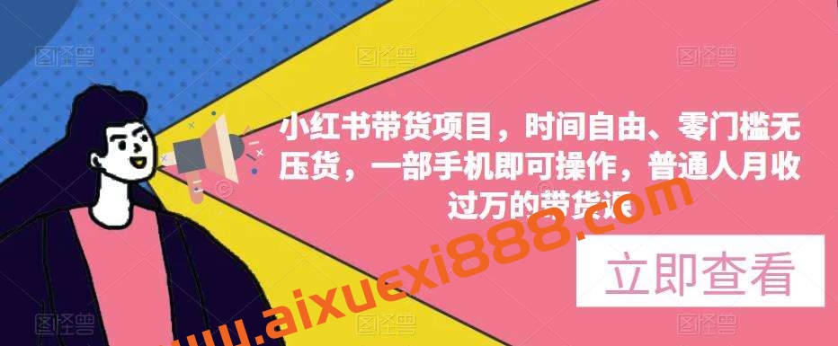 小红书带货项目，时间自由、零门槛无压货，一部手机即可操作，普通人月收过万的带货课插图