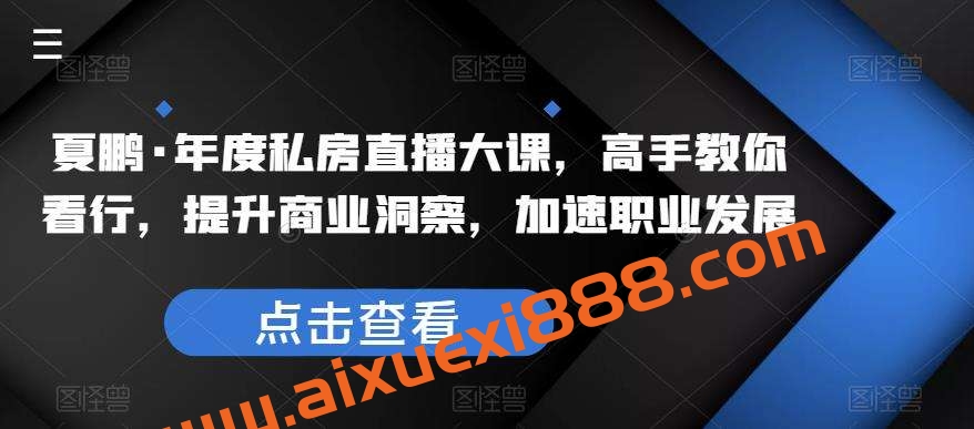 夏鹏·年度私房直播大课，高手教你看行，提升商业洞察，加速职业发展插图