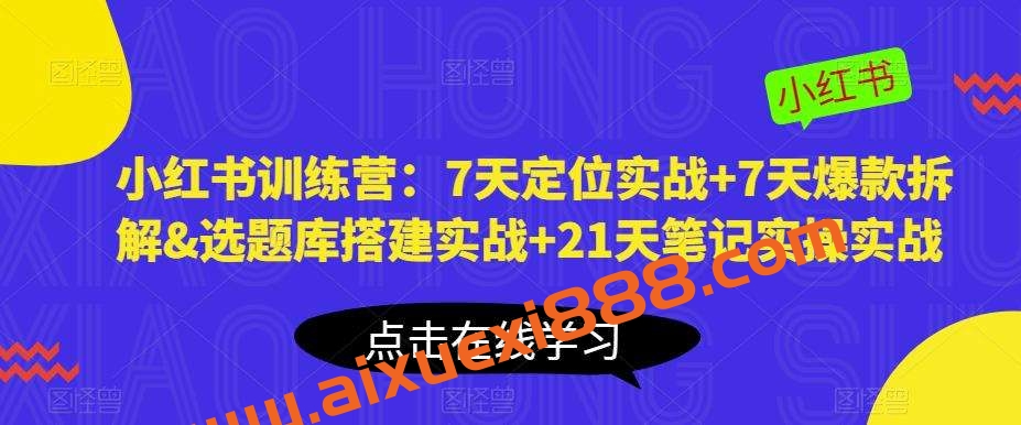 小红书训练营：7天定位实战+7天爆款拆解&选题库搭建实战+21天笔记实操实战插图