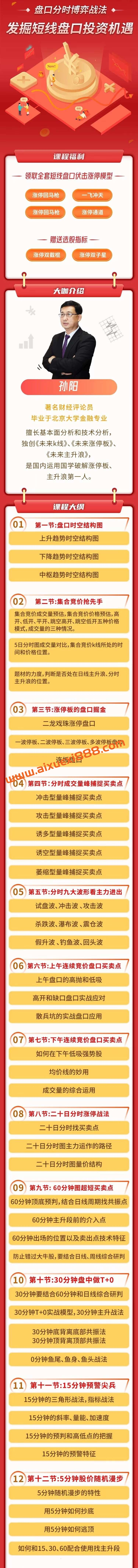 【股市-技术面-高阶】2023年孙阳盘口分时博弈战法视频课程插图1