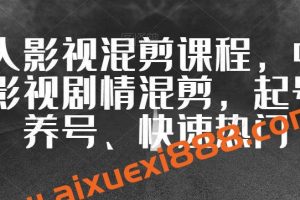 华人影视混剪课程，中视频影视剧情混剪，起号、养号、快速热门