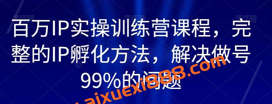 百万IP实操训练营课程，完整的IP孵化方法，解决做号99%的问题插图