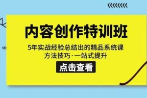 内容创作·特训班：5年实战经验总结出的精品系统课方法技巧·一站式提升